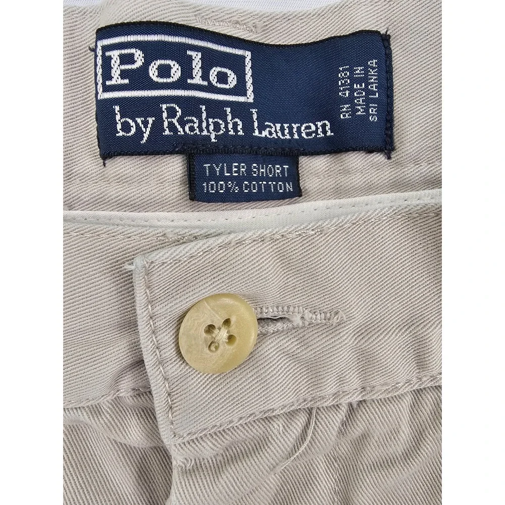 Vintage Polo By Ralph Lauren Tyler Cotton Ivory Shorts Men's 36 Pleated Front
